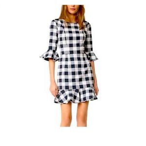 Black Halo Brooklyn Dress in Two-Tone Gingham Plaid Cocktail Mini Dress $390